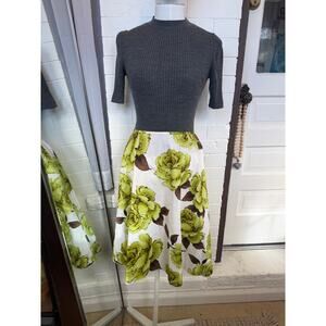 Floral Y2K Cotton Skirt | Green and Brown